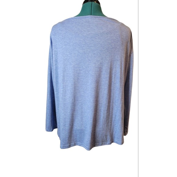 V-Neck Basic Long Sleeve Womens T-Shirt‎ Casual Blue - Picture 5 of 7
